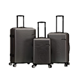 Rockland Skyline Hardside Spinner Wheel Luggage Set, Grey, 3-Piece Set (20/24/28)