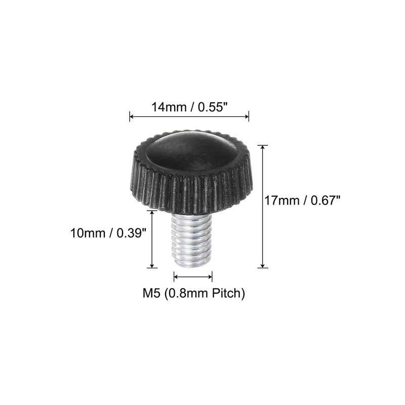 QUARKZMAN M5 x 10 mm Male Thread Knurled Knobs Thumb