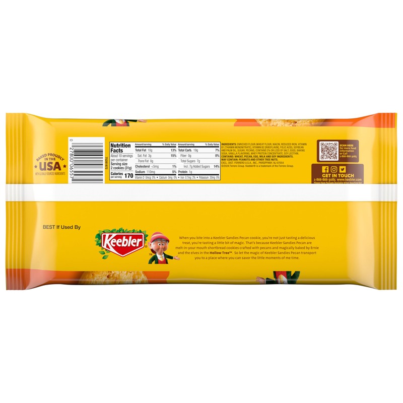 Keebler Sandies Shortbread Cookies, Pecan, 11.3oz