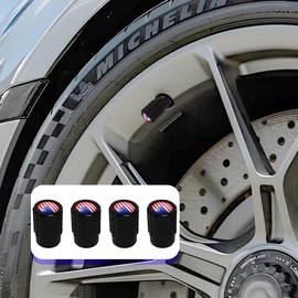 Osilly Car Tire Valve Stem Caps, 4PCS Aluminum Alloy Airtight Vehicle Wheel Protector, Dustproof Leak-Proof Automotive Tyre Air Covers Accessories, Universal for SUV, Sedan, Truck (Black/Multicolor)