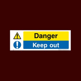 Danger Keep Out Plastic Sign with double sided fixing tape (S39) - CCTV, Security, Warning, Alarmed, Surveillance, Camera, Dogs, Premises