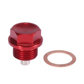 X AUTOHAUX Magnetic Oil Drain Plug M18 x 1.5 Oil Pan Pan with Sealing Ring Car Oil Plug Kit Red