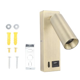 LED Wall Mounted Spotlight Adjustable Angle USB Port Design Stylish Look Bedside Reading Light for Bedroom Living Room