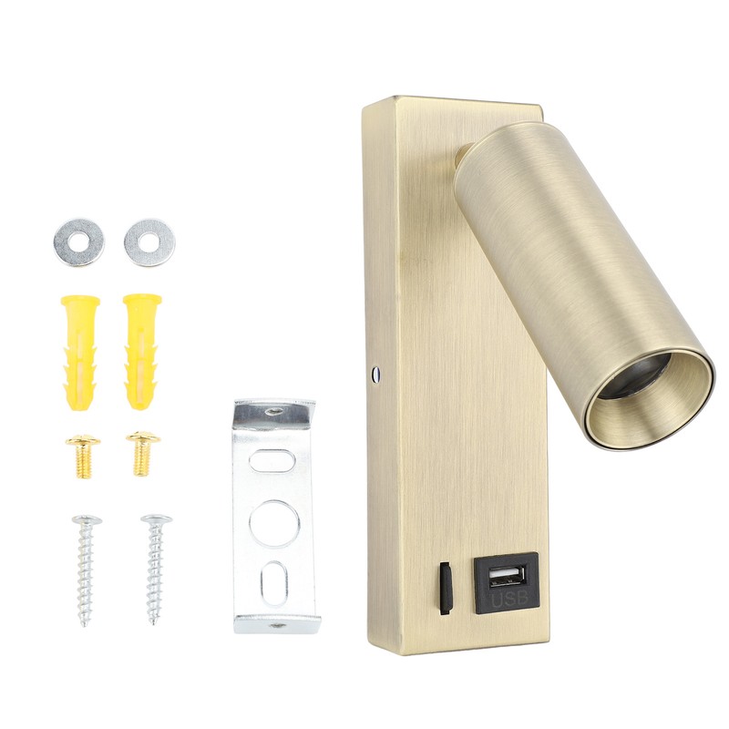 LED Wall Mounted Spotlight Adjustable Angle USB Port Design Stylish