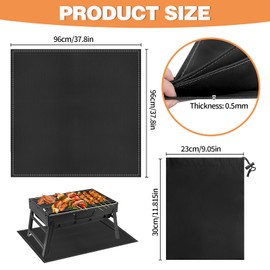 Fireproof Mat 96 x 96 cm, Fire Protection Mat, Heat Resistant, Foldable Grill Mat, Floor Protection, Heat Resistant, Carbon Felt, Fireproof Mat, Grill Rug, Floor Protection Mat for Outdoor Use