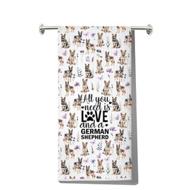 KEYCHIN German Shepherd Dog Kitchen Towel All You Need is Love and a German Shepherd Gifts German Shepherd Dog Dish Towel (German Shepherd kt)