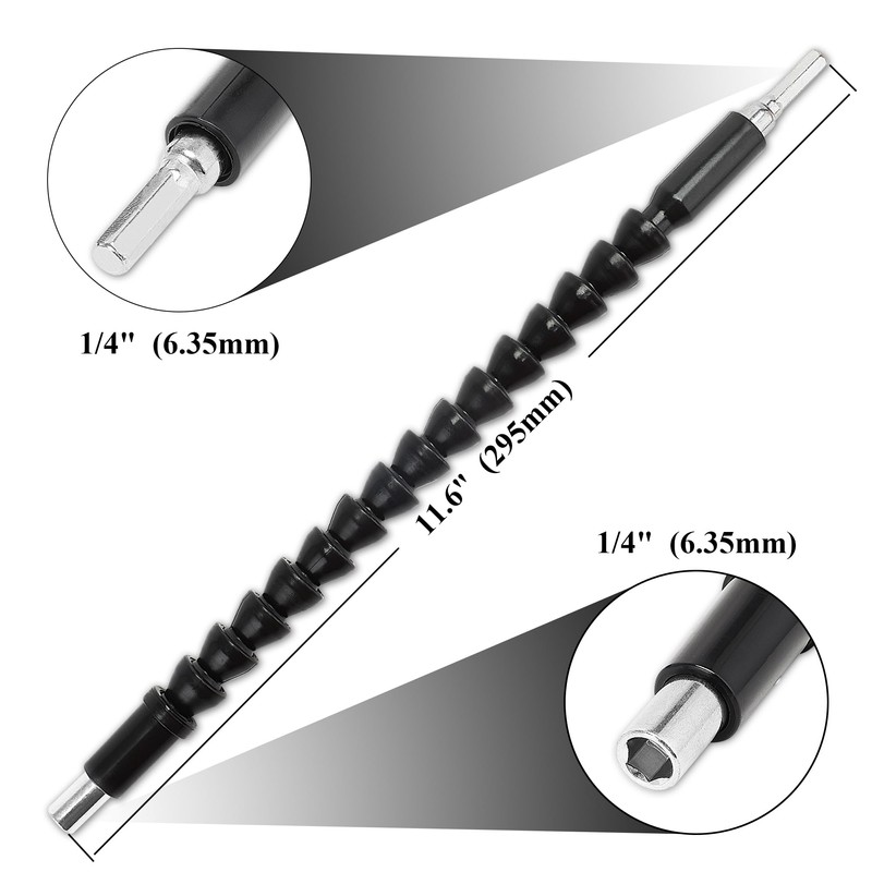 PRIDE&CRAFT 4Pcs Flexible Drill Bit Extension 11.6 Inch Flex Screwdriver