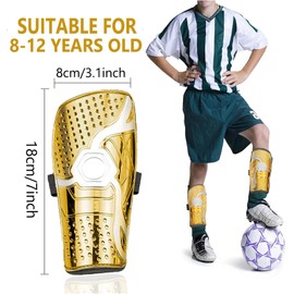 Football Shin Pads, Kids Shin Pads, Youth Shin Guards with Adjustable Straps, Football Shin Guards for Boys Girls Football Games Leg Calf Protective Gear (8-12 years)