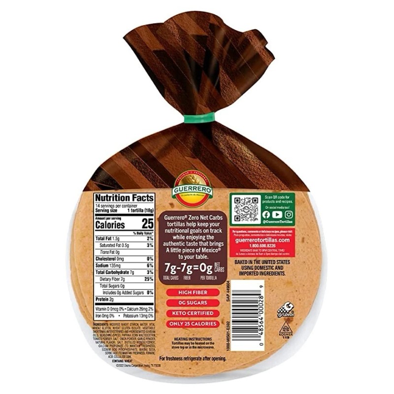 Guerrero Zero Net Carb Chipotle Tortillas - 0g Net Carbs