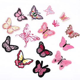 15 Pieces Butterfly Iron on Patches Butterfly Applique Patches Butterfly Embroidered Sew on Repair Patches for Arts Crafts Decorations Jeans Jacket Hats Bags Clothes (Classic Style)