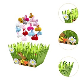 Colcolo Prefilled Easter Basket Basket Fillers Gift Doll Organizer Stuffed Animals Rabbits Bulk for Carnival Prizes Boys Girls Kids, Grass