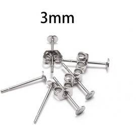 100pcs Silver Stainless Steel Blank Post Earring Studs Base Pins with Butterfly Earring Backs Earrings Accessories for DIY Jewelry Making (3mm),Earring Backs and Findings,Jewelry Findings