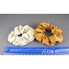 Beige floral Camel solid set 2 fabric ponytail holder hair