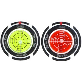 ROBGZMQW Golf Ball Markers for Putting Green, Golf Markers for Putting Green, 2-Pack Golf Ball Marker with High Precision Reading Aid, Golf Gadgets for Men and Women, Green and Red Colours (39x5mm)