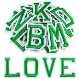 Morcheiong 78 Pcs Iron on Letter Patches A-Z, 2 Inch Iron on Embroidered Alphabet Patch for Clothing, Pants, Hats, Bags- Green