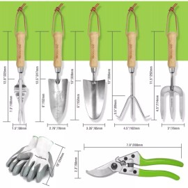 WORKPRO Garden Tool Set 7PC Stainless Steel Heavy Duty Garden Tool Wooden Handle