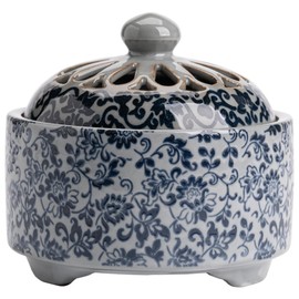 Marsrut Porcelain Garlic Keeper, Garlic Chili Garlic Breathable Storage Tank Holder Container for Storing (Color: Blue and White)