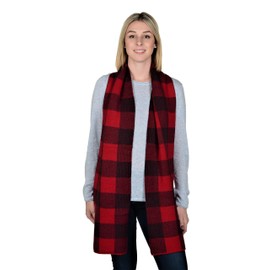 RWB Men's Big Plaid Cold Weather Long Scarf Burgundy Navy