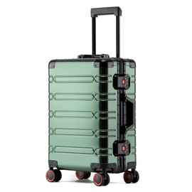 UrbanExplorer All Aluminum Carry On Luggage Hard Shell Suitcases with Spinner Wheels Zipperless Luggage 20 inch Small Carry On Suitcase for Short Trips, Dark Green