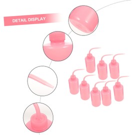 Botella de Limpieza de Pestañas 250ml Rosa Abs 8 Piezas Boca Curva, 250ml, Resistente a Impactos y Altas Temperaturas, para Limpieza de Cejas y Pestañas