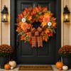24 Inch Fall Wreath for Front Door, Autumn Harvest Farmhouse