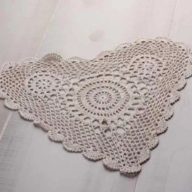 Unbranded Set of 6 Ivory 14" Heart Cotton Hand Crocheted Lace Doilies