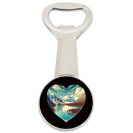 Lake Iliamna Alaska Travel Souvenir Destination Heart Shape Design Magnetic Bottle Opener Single