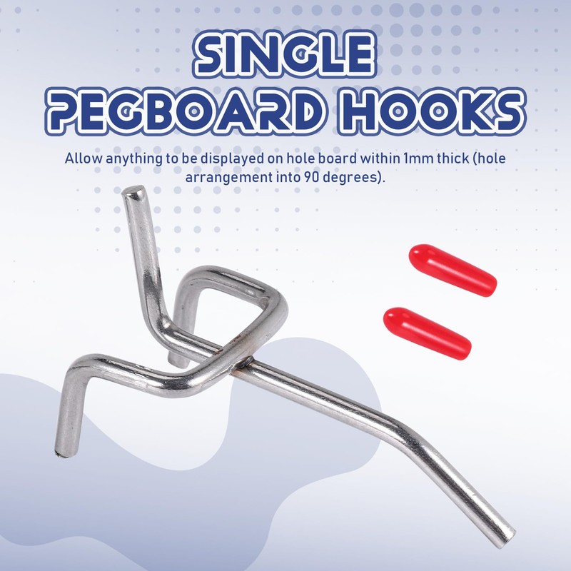 xelea 25x Single Pegboard Hooks 50mm Board Slat Wall Retail