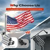Pebbly Beach 2 PCS Boat Flag Pole Kit Universal, with