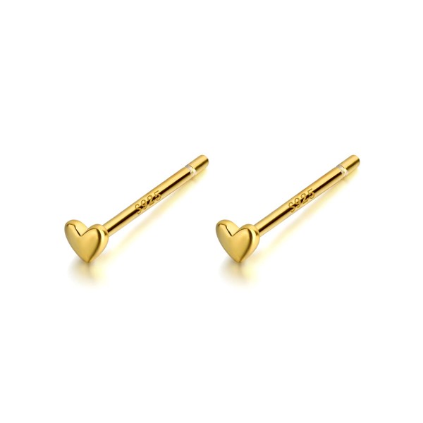 Silver 925 Hypoallergenic Earrings, Small, Small, Ultra Mini Size, Heart,
