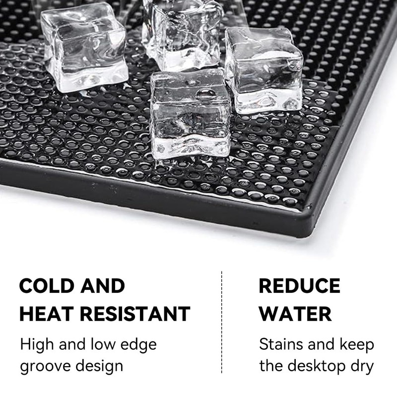 Proxima Direct Bar Mat, 12" x 6" PVC Black Drink