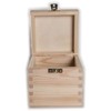 Small Square Cube Wooden Box with Lid & Clasp Closure