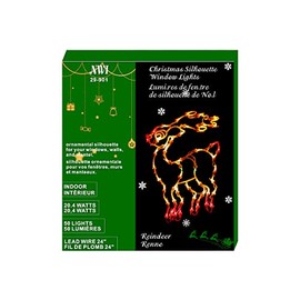 ih casa décor 50 Lt Mini Bulb Indoor Window Silhouette (Reindeer) String-Lights, Multi