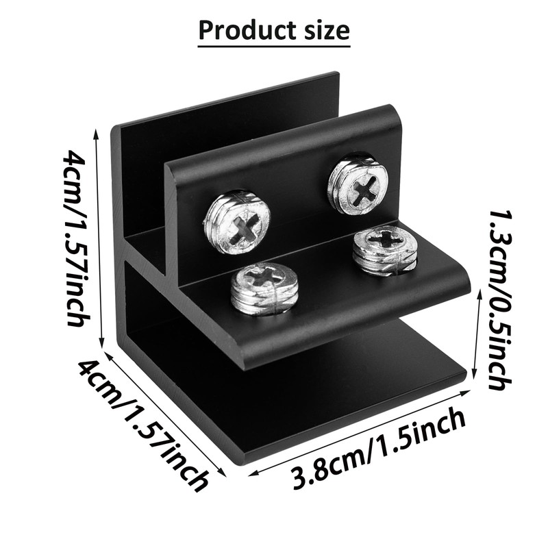 8PCS Black 90 Degrees Glass Clamp for 10-12mm Thickness