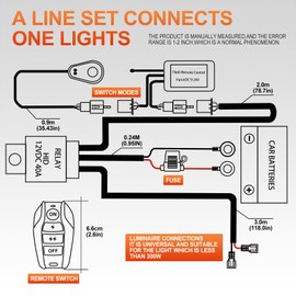 UFsenten LED Lights Bar Remote Control Trailer Wiring Harness Kit DC12V 14AWG On-Off Switch Power Relay Blade Fuse for Led Fog lamp Driving Strip ATV SUV Truck (1 Leads with Remote Control)