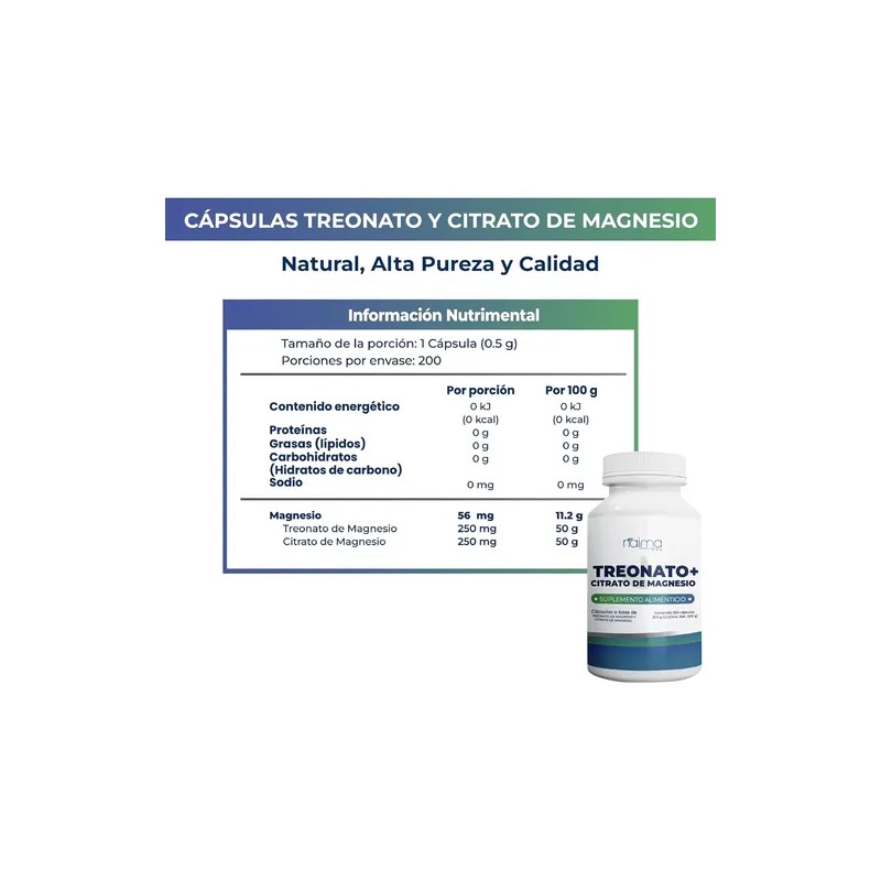 Treonato De Magnesio Con Citrato De Magnesio 500 Mg 400