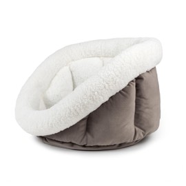 Sherry Kline Medium Cuddler Cup Pet Bed: Cozy Retreat with Deep Cushioning, Secure & Snug Space for Nap or Lounge, Easy in 'n' Out Access, Polyester Fiber, Round Shape (Grey)