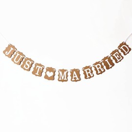 Just Married Bunting Wedding Reception Decorations Kraft Card Garland Banner