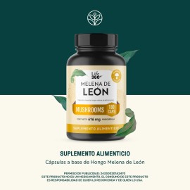 Melena De León Mushrooms Life 360+ 180 Cápsulas Hongo Melena de Leon