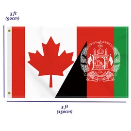 3×5 FT Canada Afghanistan Flag, Large 100D Canadian Afghan Friendship National Outdoor Banner,Doube Side Printing Decor For Patio Garden With Brass Gromment
