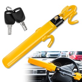 VIWIK Steering Wheel Lock for Car, AntiTheft Car Device, Adjustable Length Car Security Lock with 2 Keys, Double Hook Car Locks for SUV, Truck, Van, RV, Sedan