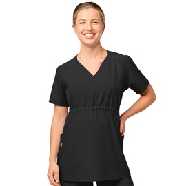WonderWink W123 Women’s Maternity Scrub Top — Black, 2X