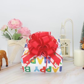 5 Pieces 6 inches Large Pull Bows, Bow for Gift Wrapping, Basket Decoration, Party, Birthday Gift, Wedding Ribbon Bow, Valentine's Day Gift Decoration (Red)