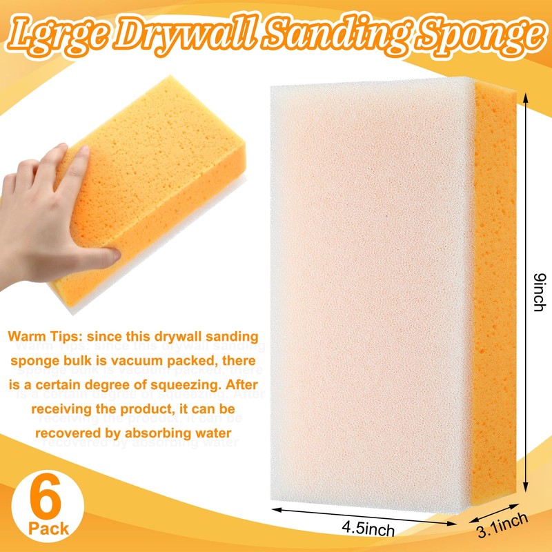 Gisafai 6 Pcs Drywall Sanding Sponge 9 x 4.5 x
