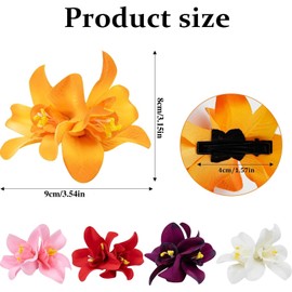 5pcs Bohemian Flower Hair Clips, Artificial Tropical Flower Clip for Seaside Holiday, Wedding Party Bridal Hair Accessories, Hawaiian Beach Hair Pins Clip Orchid Hairpins