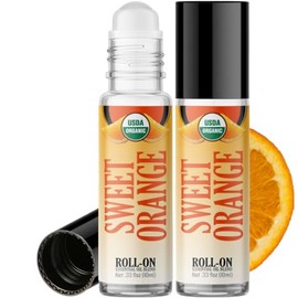 Healing Solutions HSO - Organic Orange Essential Oil Roll On (2 Pack) USDA Certified Perfume, Aromatherapy