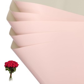 PATIKIL Flower Gift Wrapping Paper, 20 Sheets Double Sided Waterproof Bouquet Paper Wrap Florist Packaging Floral Papers for Wedding DIY Craft Valentine Mother's Day, Light Pink