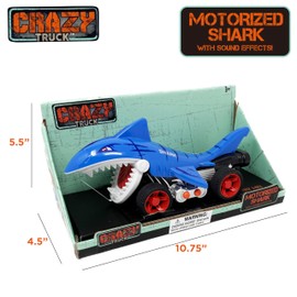 Thin Air Brands Crazy Truck Motorized Shark with Sound Effects - Battery Powered Stunt Toy for Kids - Blue Shark Truck with Exciting Sounds for Boys and Girls