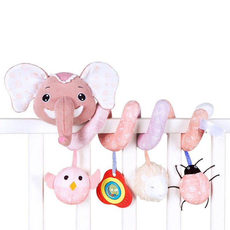 Elephant Spiral Pram Toys for Babies Soft Music Spiral Activity