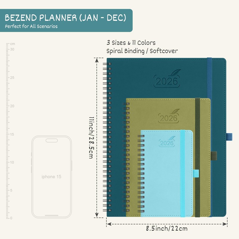 BEZEND 2026 Planner Weekly and Monthly (8.5" x 11" Spiral)